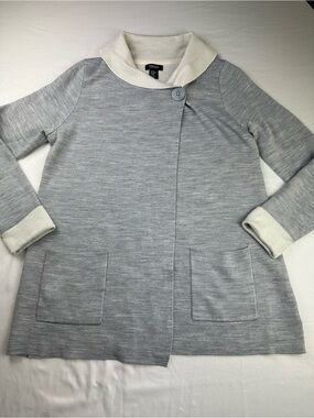 Jones & Co Merino Wool Blend Cardigan Coastal Grandma Office Minimalist XL